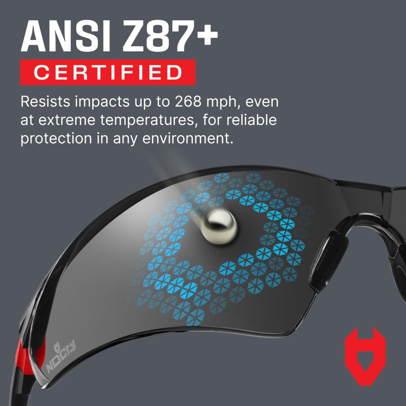 NoCry نظارات سلامة NoCry مع عدسات خضراء ملونة محيطة؛ نظارات سلامة ملونة للرجال والنساء مع أذرع قابلة للتعديل ومقابض غير قابلة للانزلاق؛ نظارات عمل مع حماية من الأشعة فوق البنفسجية 400؛ مصنفة ANSI Z87.1 - Image 5